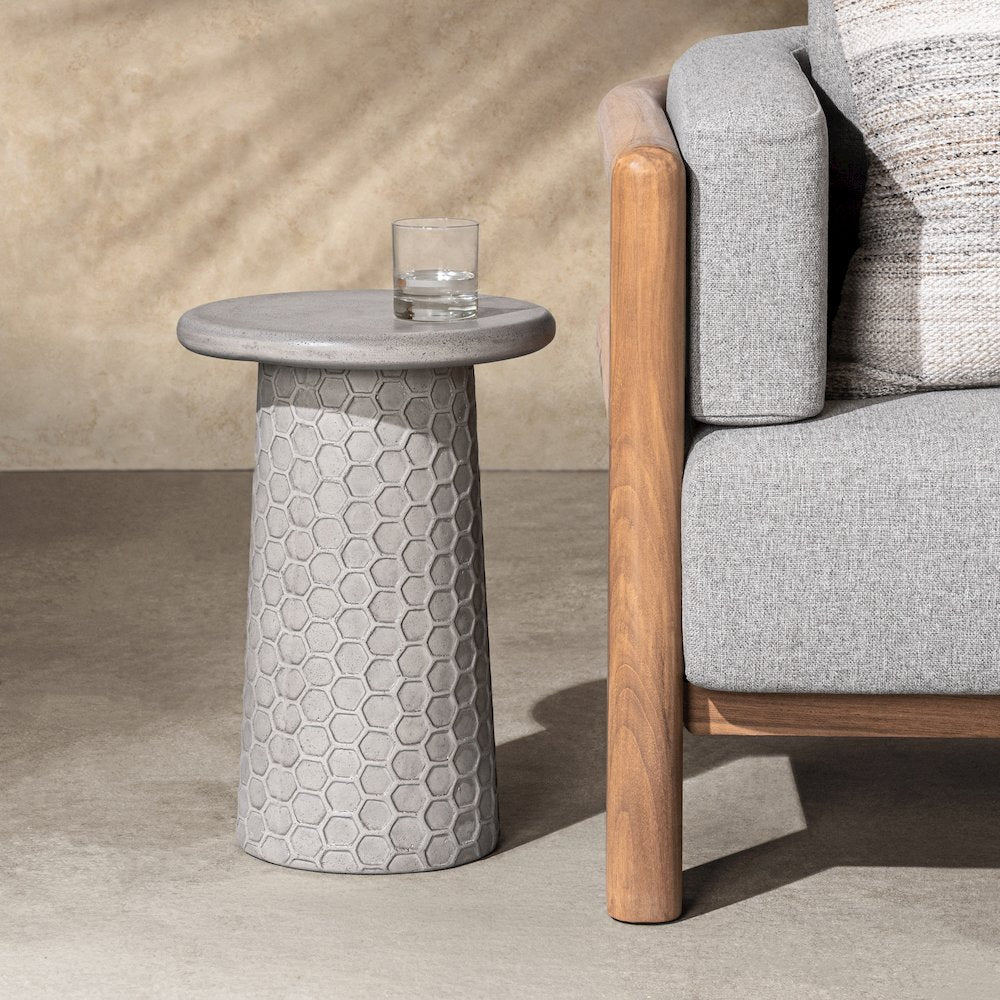 Delaine Outdoor Concrete Accent Table