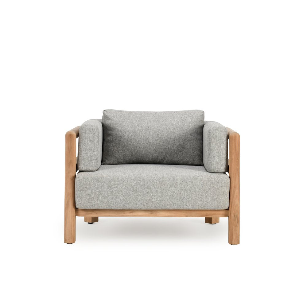 Aston Teak Wood Modern Outdoor Accent Chair in Gray