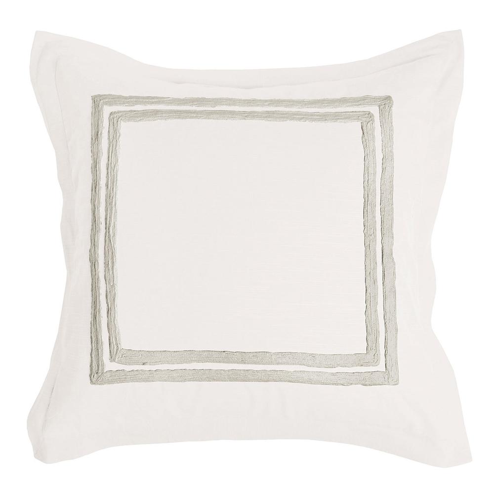 Kent 100% Cotton Embroidered Euro Sham , Ivory