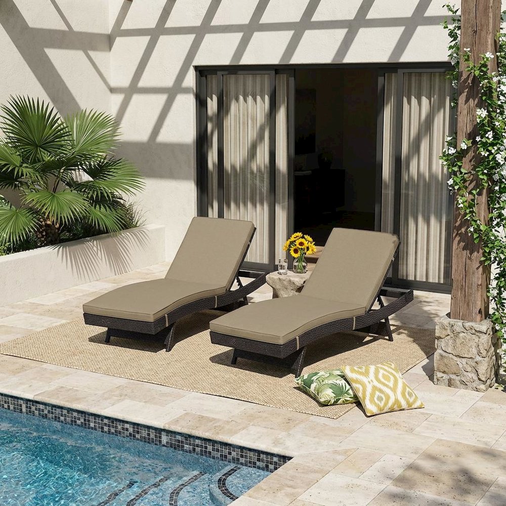 Outdoor Patio Chaise Lounge Set With Plush Cushions For Outdoor Relaxation