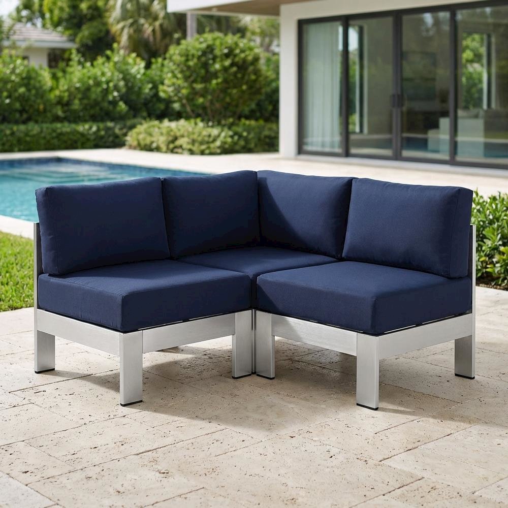 Aluminum Corner Sofa For Outdoor Patio With Cushioned Seating