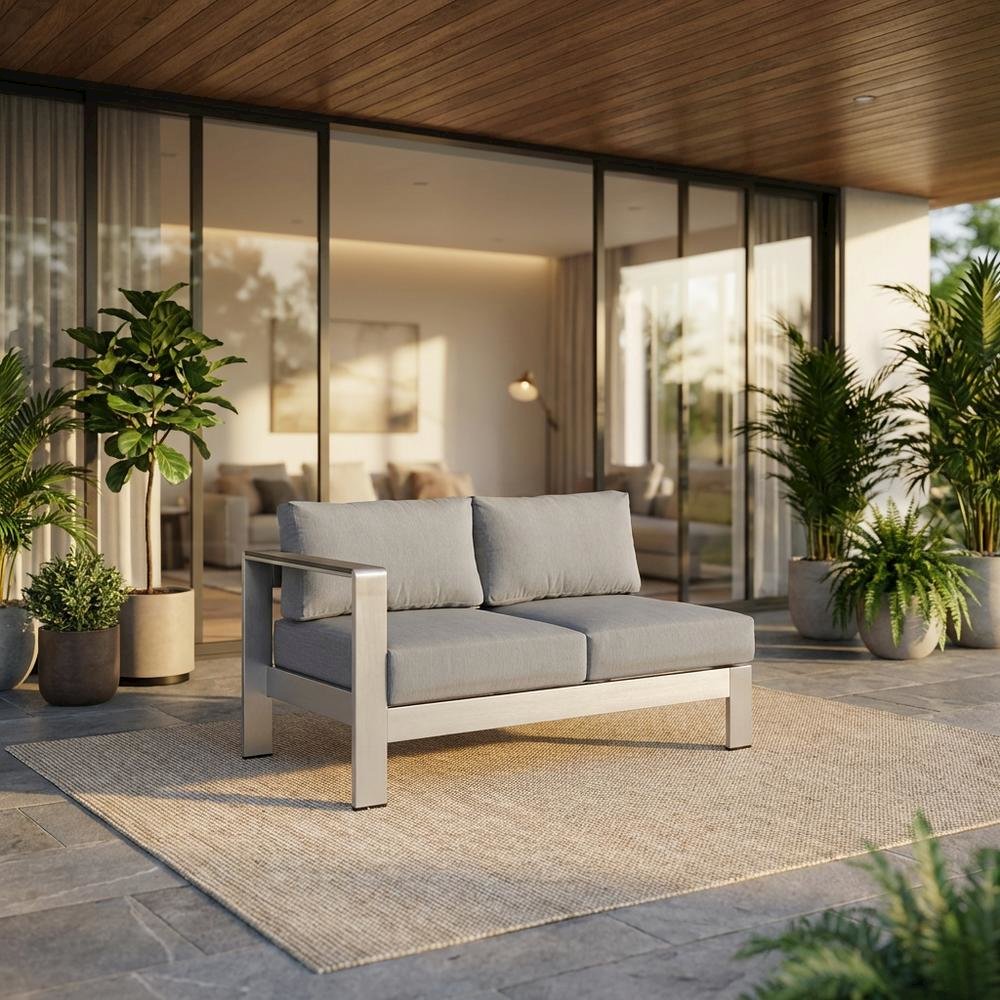 Outdoor Left-Arm Corner Sectional Sofa With Aluminum Frame And Cushioned Seating
