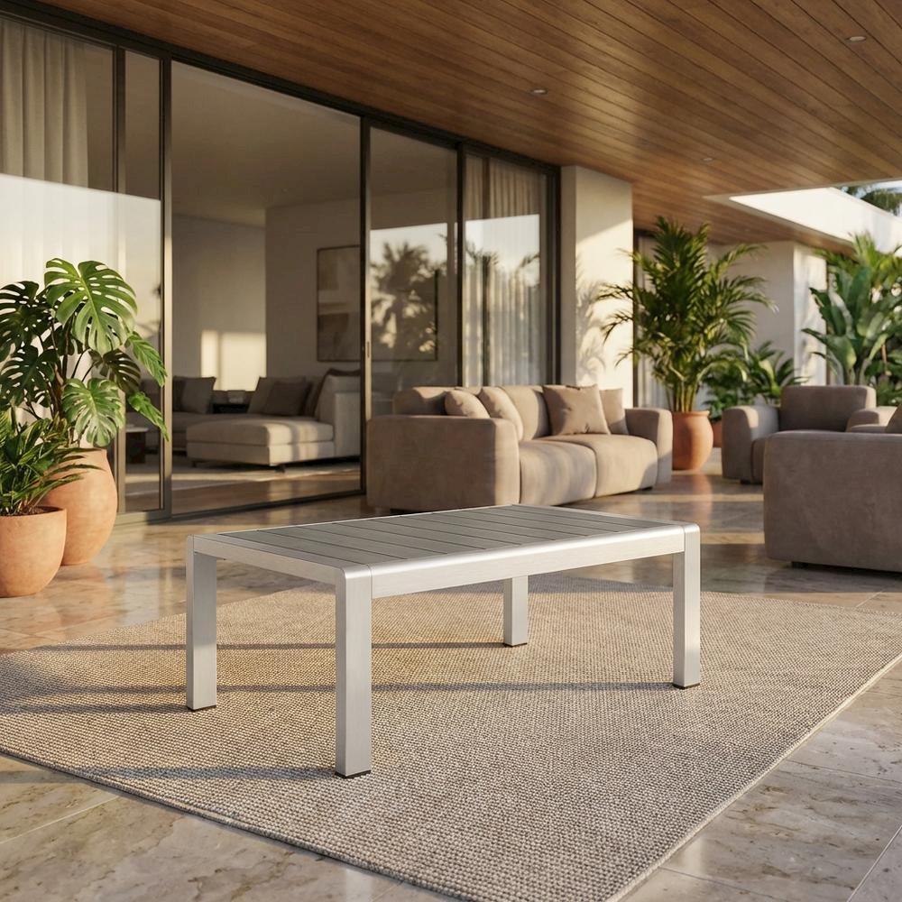 Aluminum Outdoor Coffee Table With Modern Design And Sturdy Base