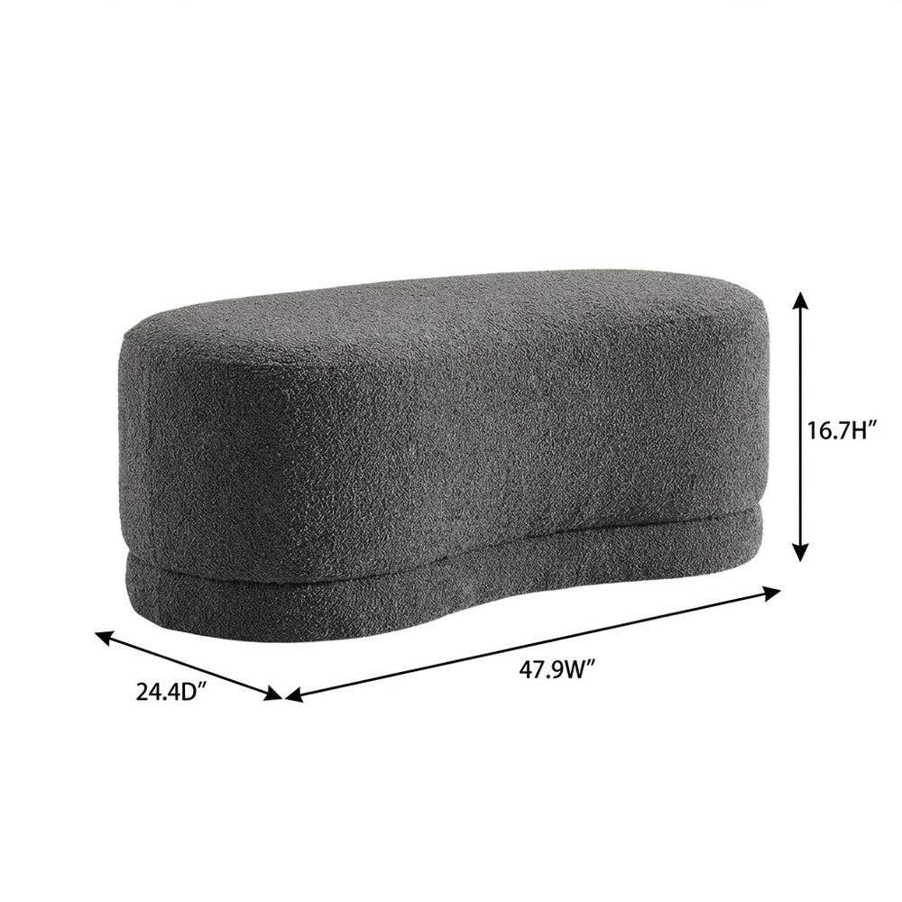 Upholstered Outdoor Ottoman Bench With Cushioned Top In Neutral Fabric