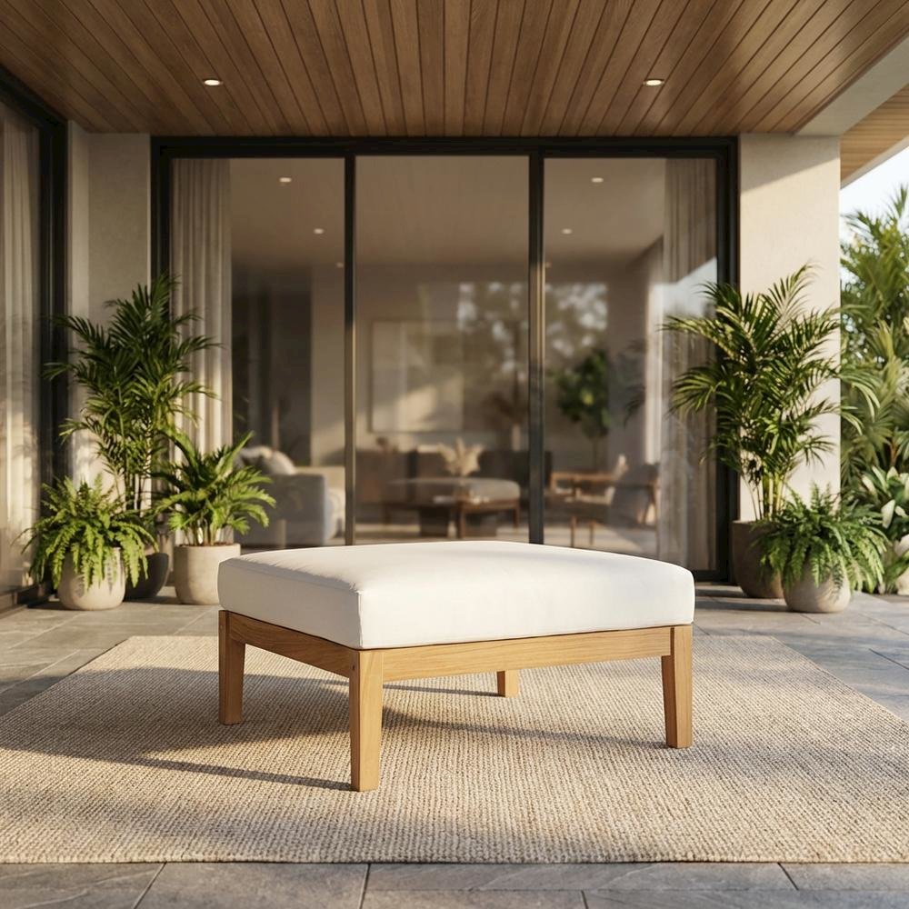 Teak Outdoor Ottoman with Stylish Design and Durable Construction