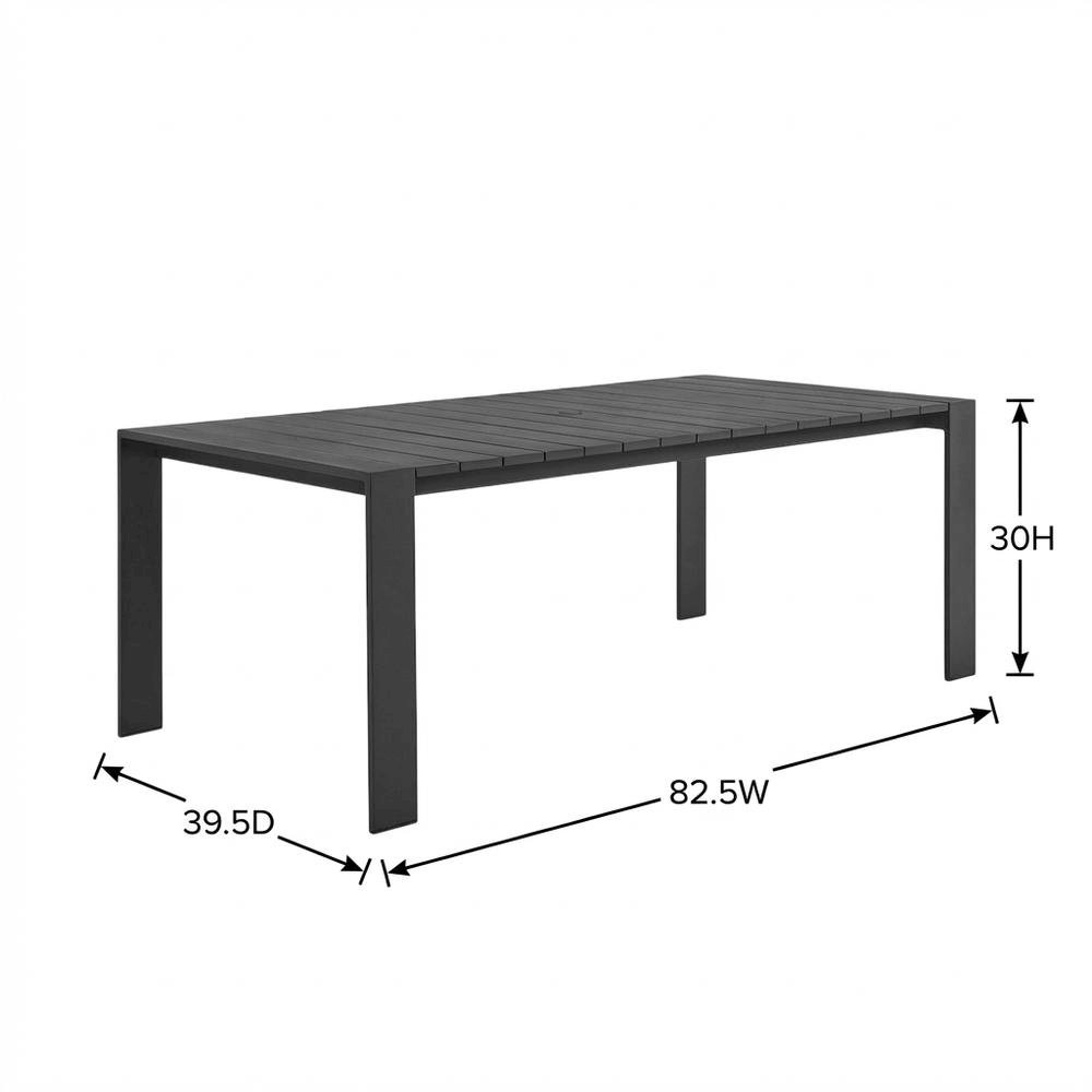Outdoor Rectangular Table With Aluminum Frame For Patio Dining