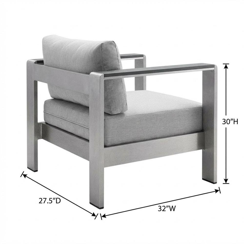 Aluminum Fabric Outdoor Patio Armchair With Cushioned Seating