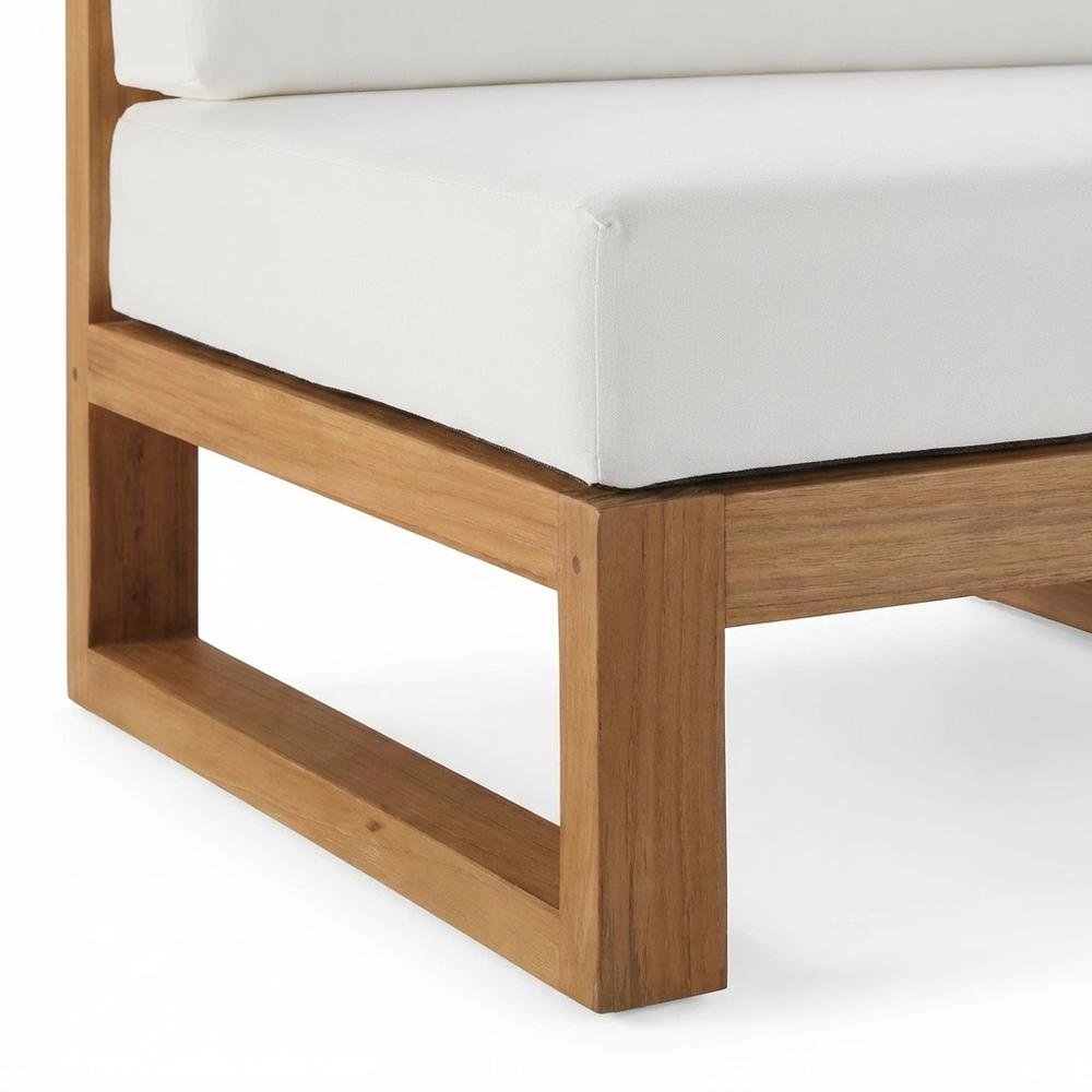 Teak Wood Armless Outdoor Lounge Chair With Comfortable Backrest