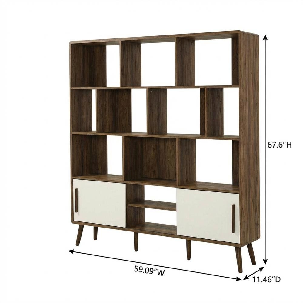 Wooden 59-Inch Bookcase with Sliding Doors for Elegant Storage
