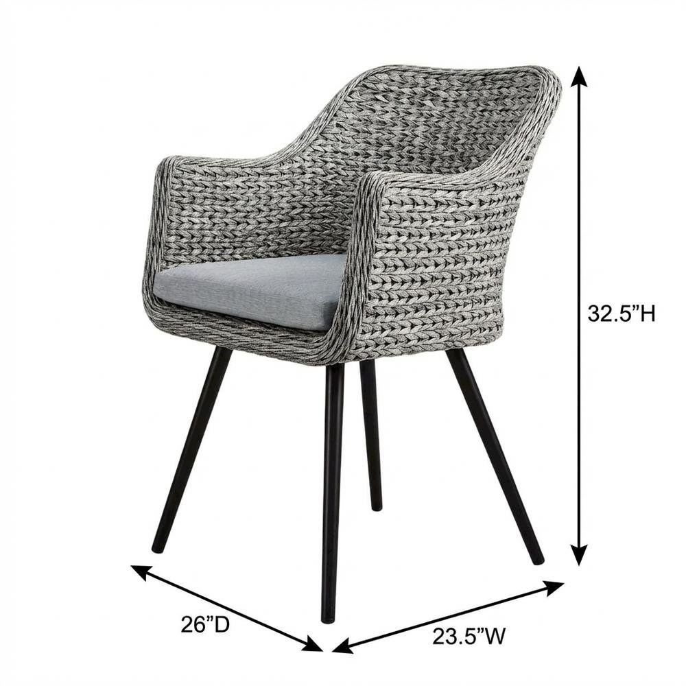 Outdoor Wicker Rattan Dining Armchair With Armrest And Classic Design
