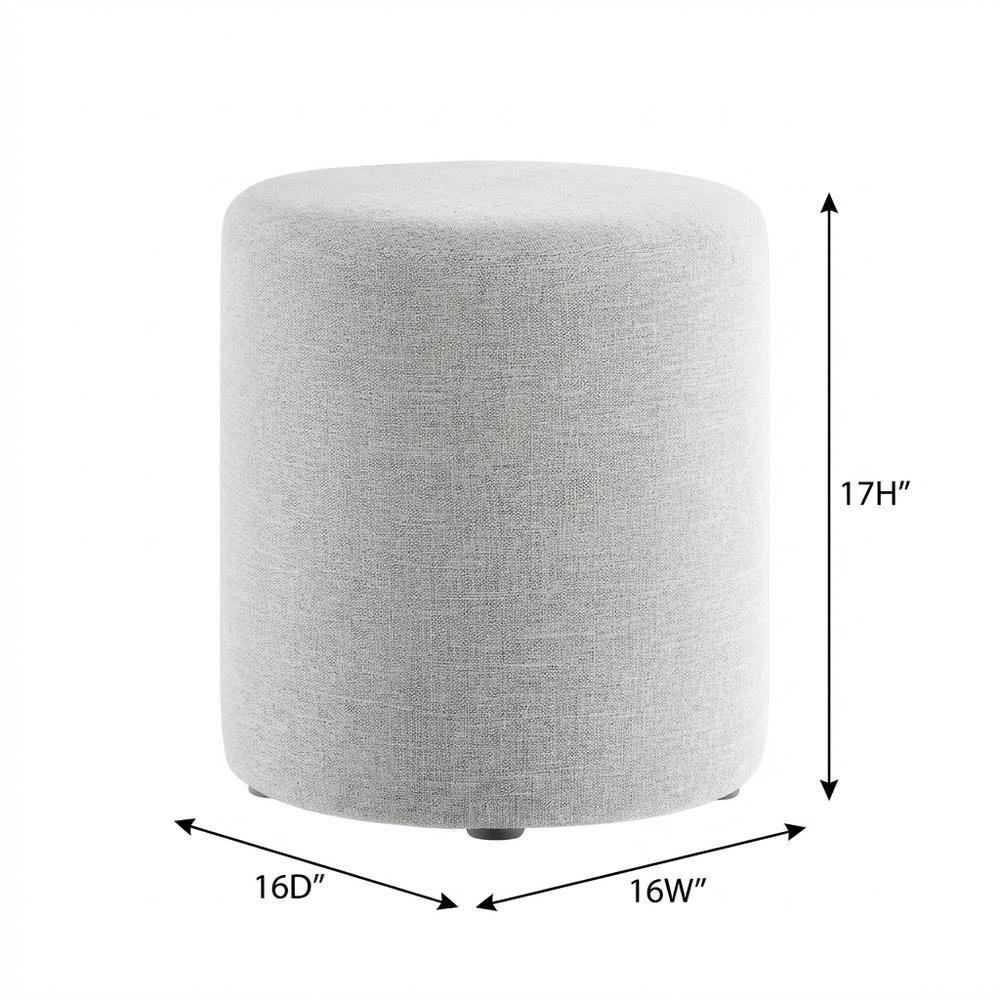 16" Round Heathered Fabric Upholstered Ottoman for Outdoor Living