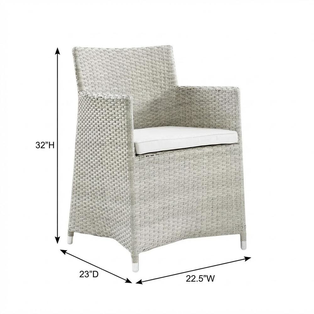 Set Of 2 Outdoor Wicker Lounge Chairs With Cushions And Armrests