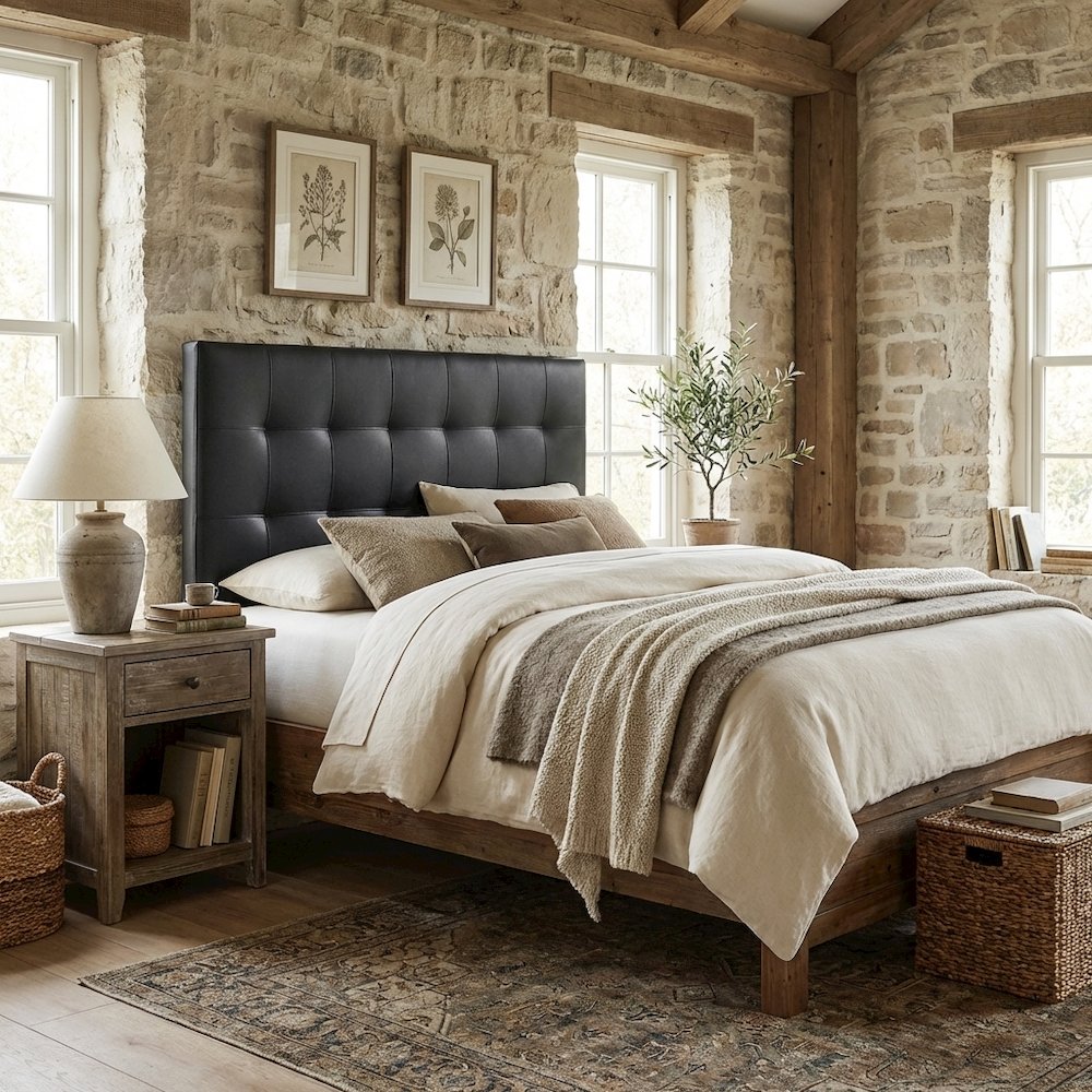 Upholstered Vinyl Full Headboard with Smooth Finish for Bedroom Comfort