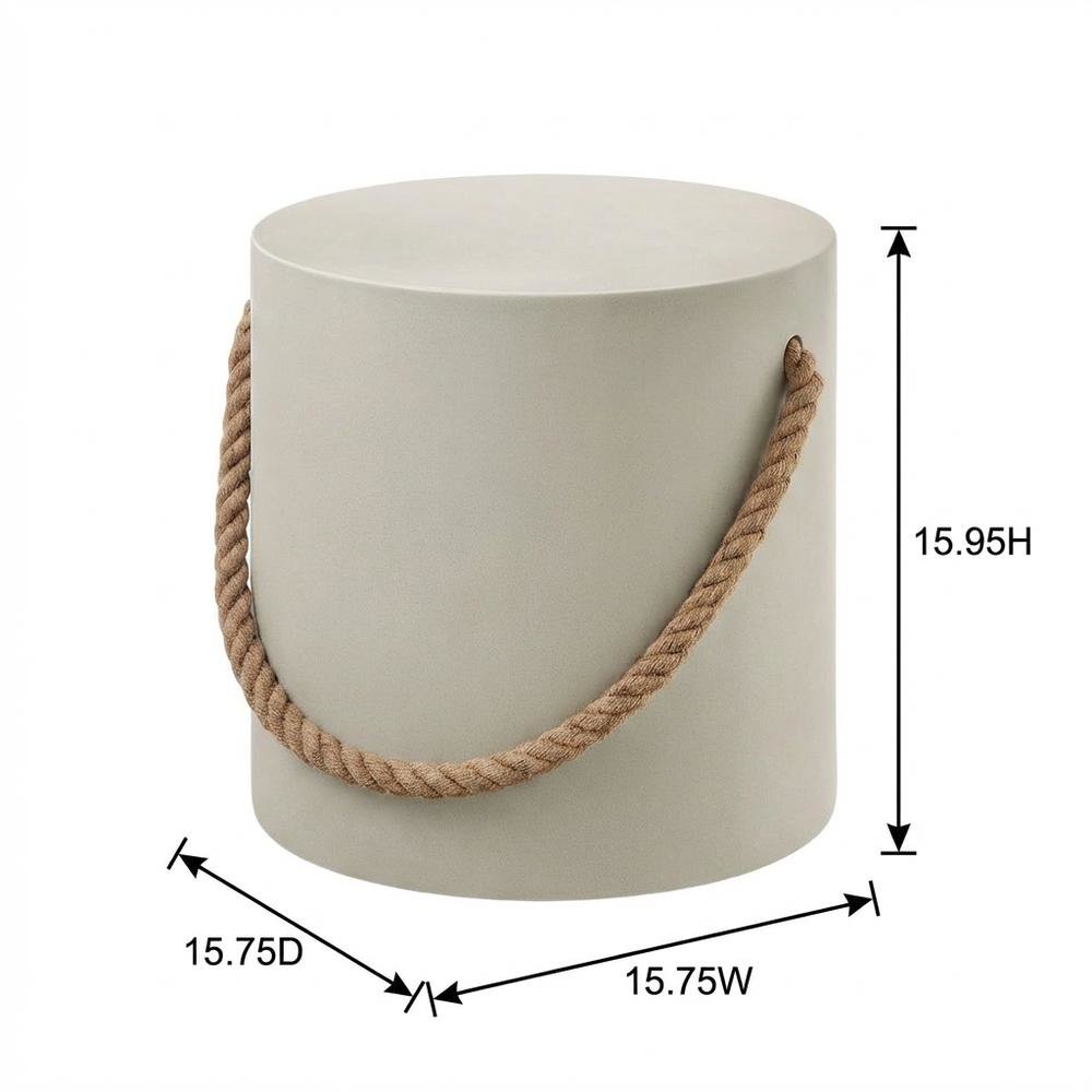 Concrete Side Table With Rope Detail For Indoor And Outdoor Use