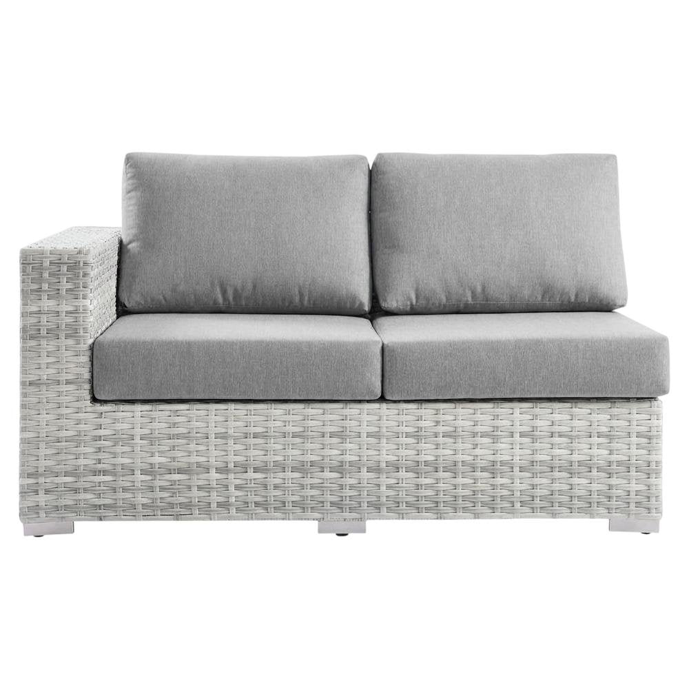 Outdoor Patio Left-Arm Loveseat in Neutral Shade with Comfortable Backrest
