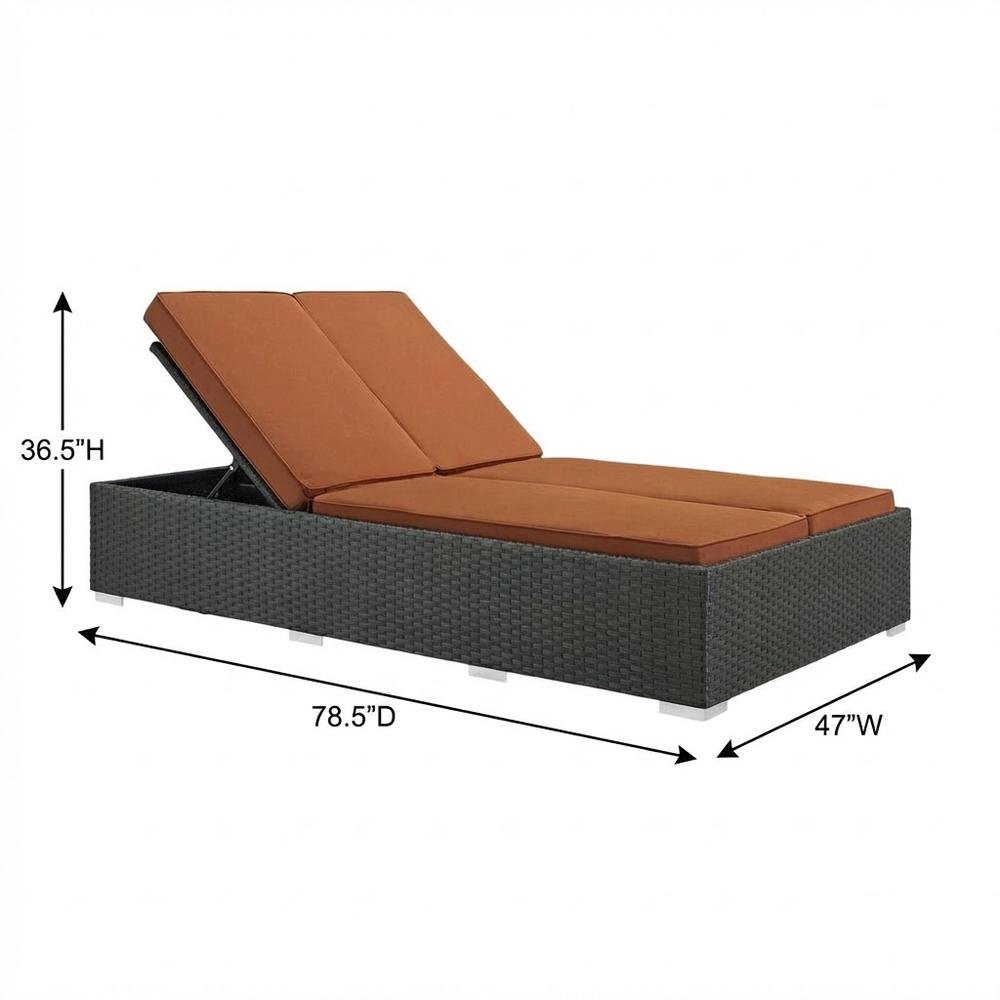 Outdoor Patio Double Chaise With Cushioned Backrest And Durable Frame