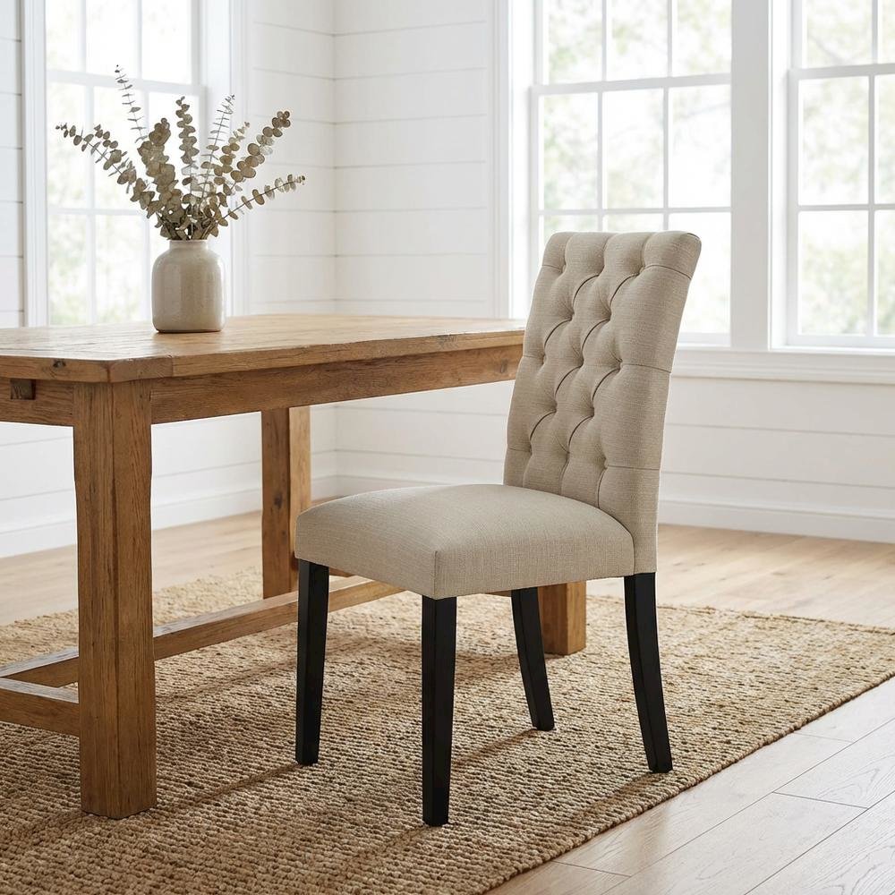 Fabric dining chair with plush backrest and comfortable seat