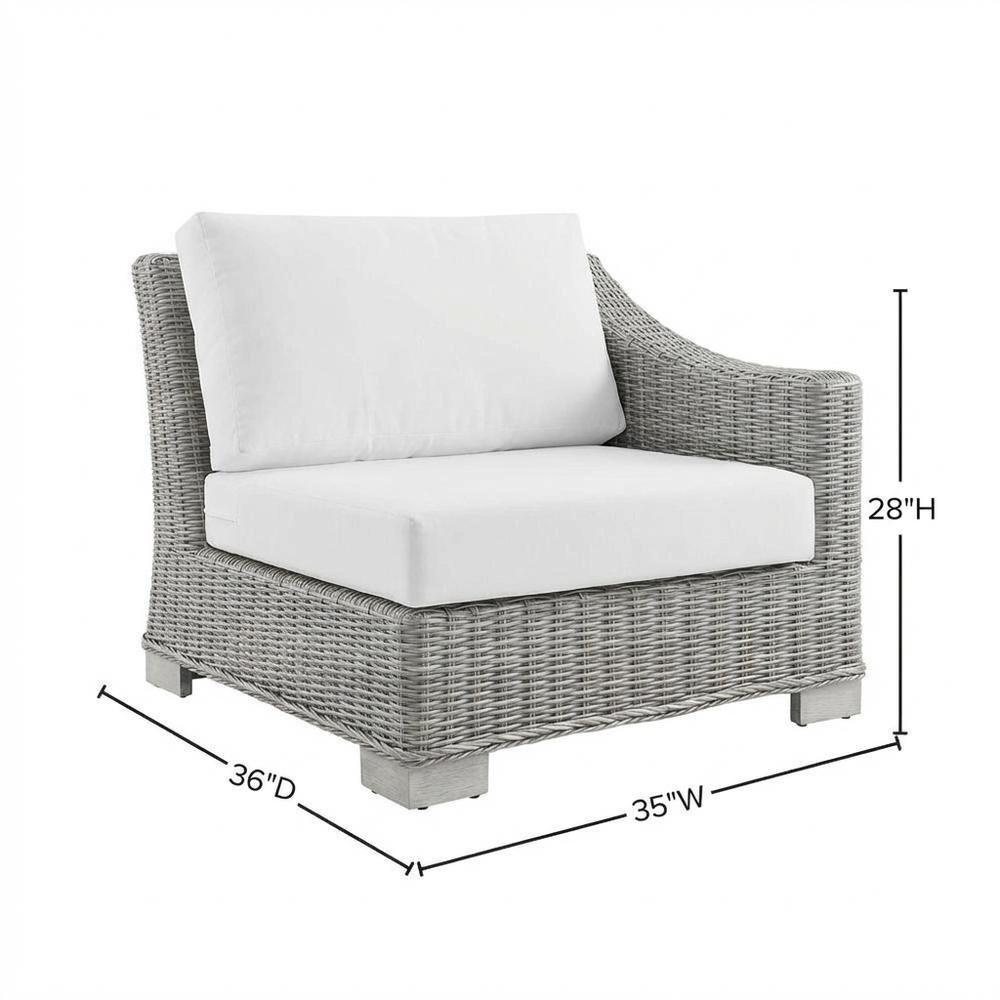 Outdoor Patio Wicker Rattan Left-Arm Chair With Cushioned Backrest