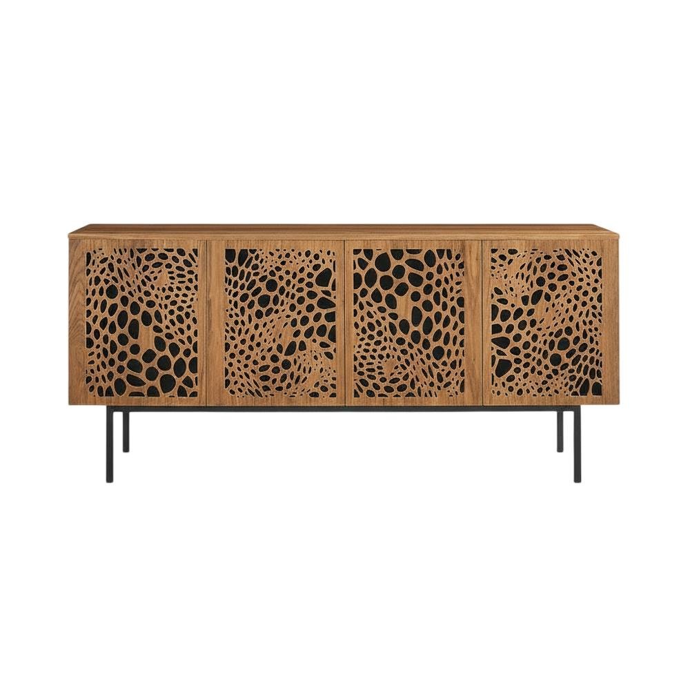 Wooden Brown TV Stand with Ample Storage Space and Modern Design