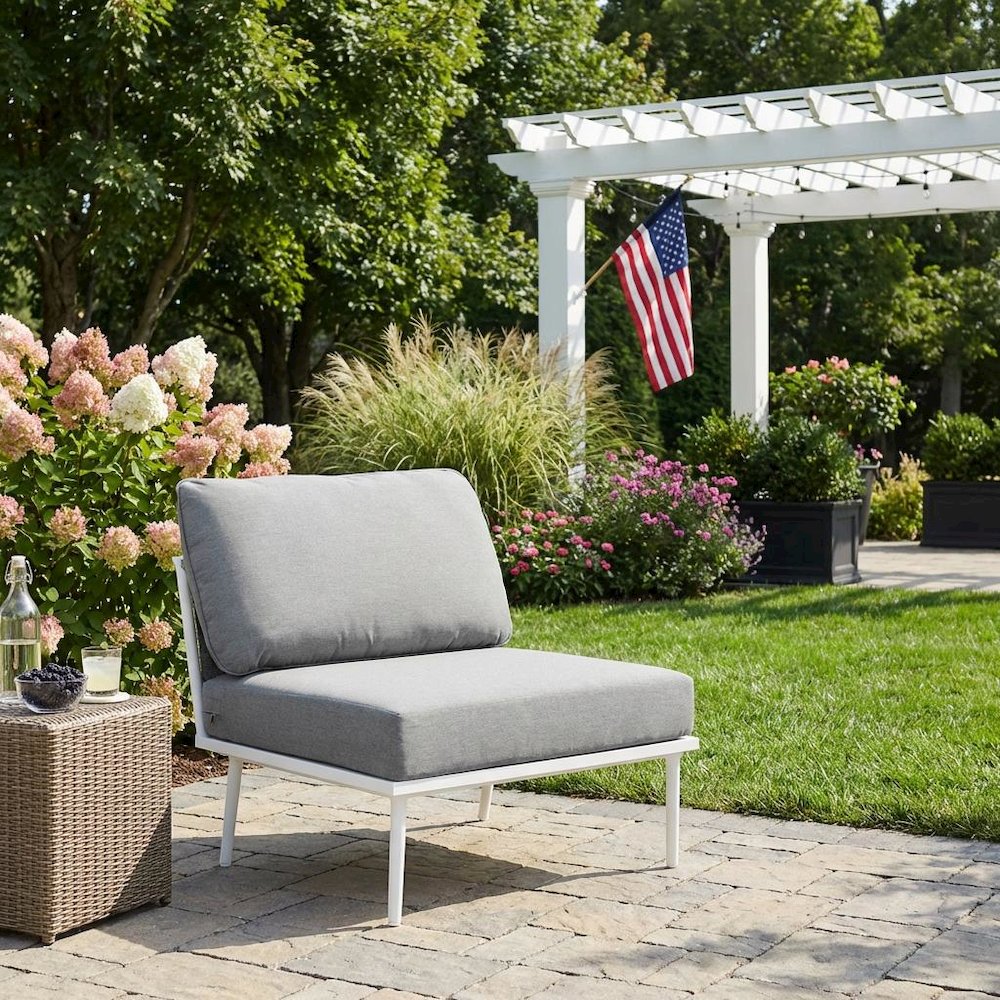 Aluminum Outdoor Lounge Chair With Armless Design And Sturdy Backrest