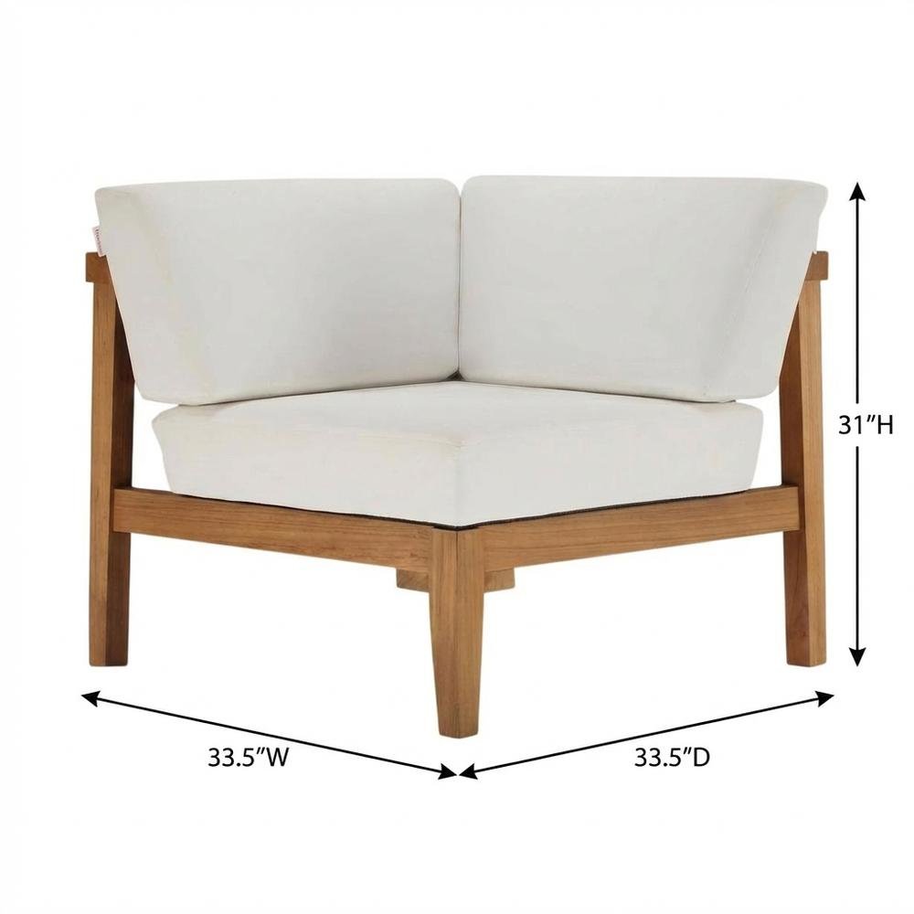 Outdoor Patio Teak Wood Corner Chair With Comfortable Backrest