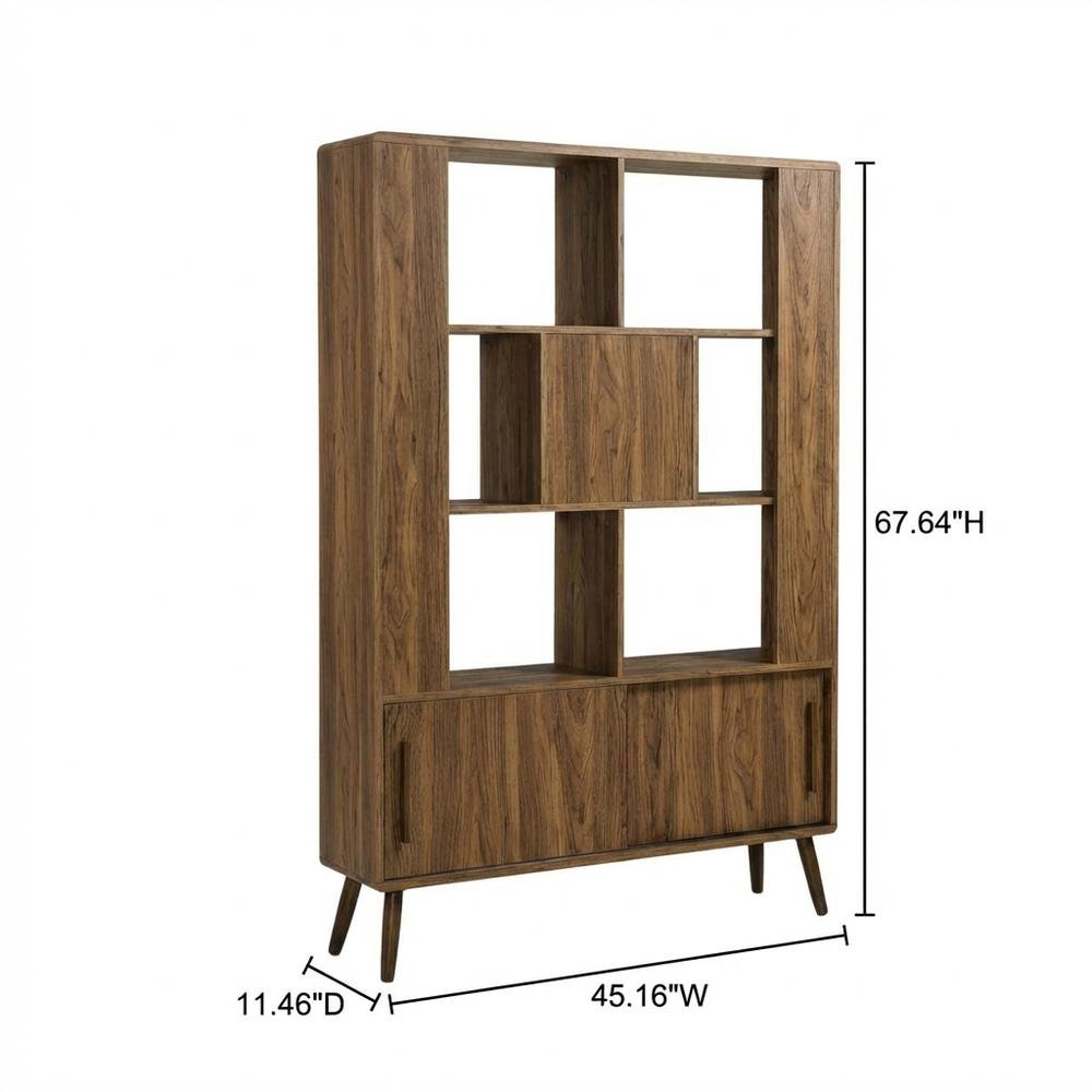 Bookcase with Sliding Doors in Modern Design for Living and Office Space