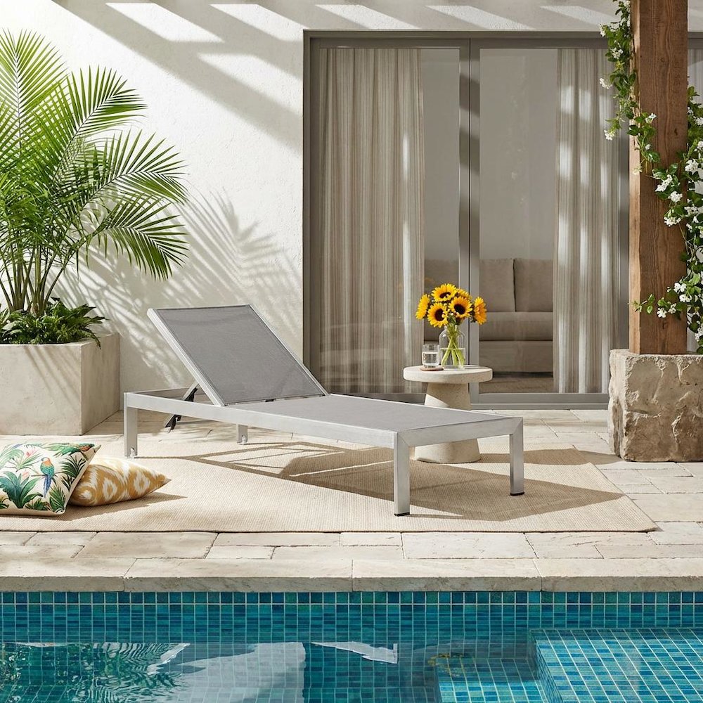 Aluminum Patio Lounge Chair With Adjustable Backrest For Outdoor Use