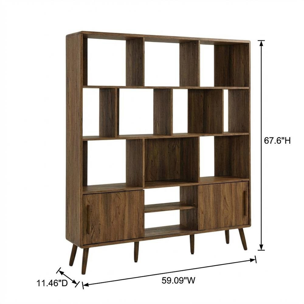 Wooden Bookcase with Sliding Doors and Contemporary Design