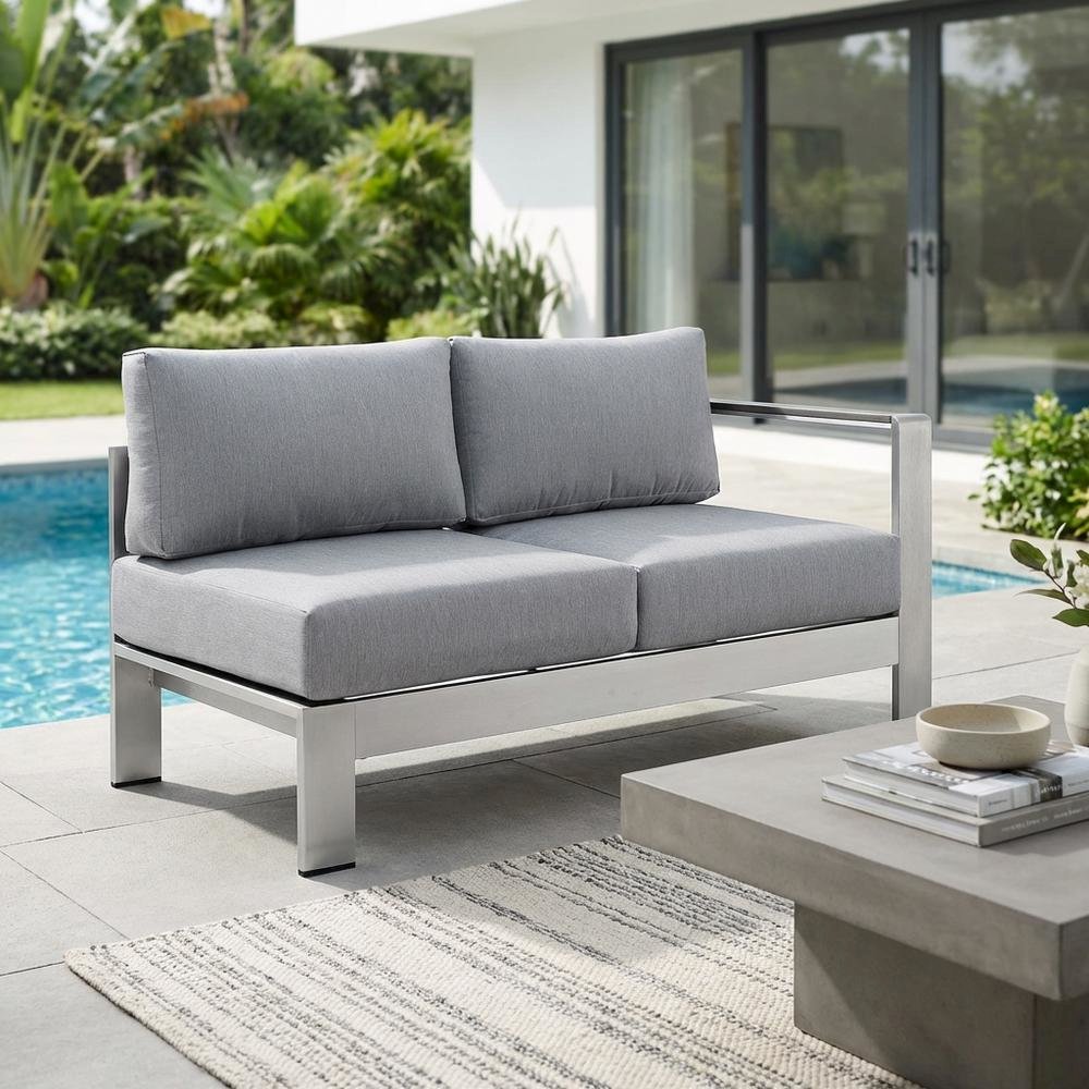 Outdoor Corner Sectional Sofa With Armrests And Cushioned Seating