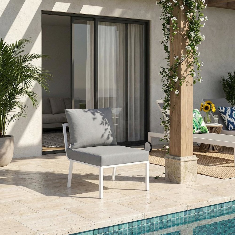 Aluminum Patio Lounge Chair With Cushioned Backrest And Sturdy Frame