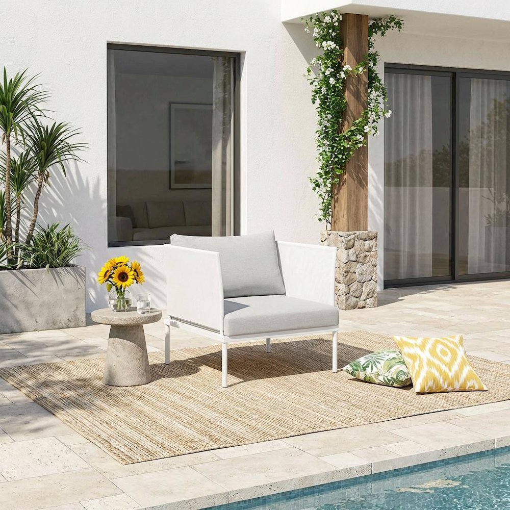 Aluminum Outdoor Lounge Armchair With Sturdy Frame For Patio Relaxation