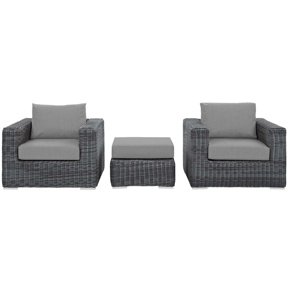 Summon 3 Piece Outdoor Patio Sunbrella Sectional Set
