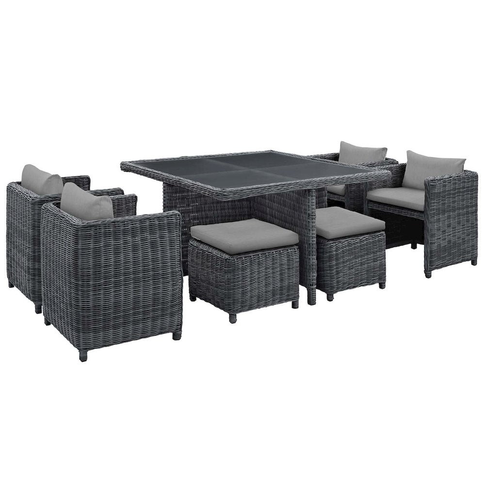 Summon 9 Piece Outdoor Patio Sunbrella Dining Set