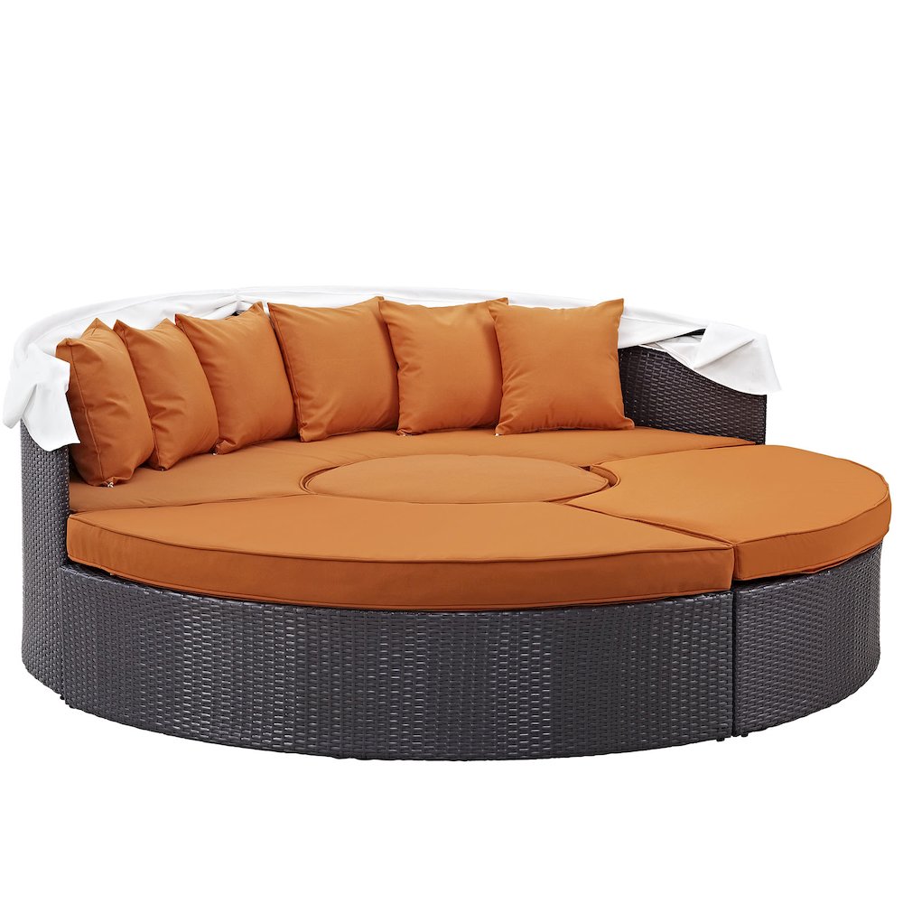Convene Outdoor Patio Wicker Rattan Canopy Sectional Daybed