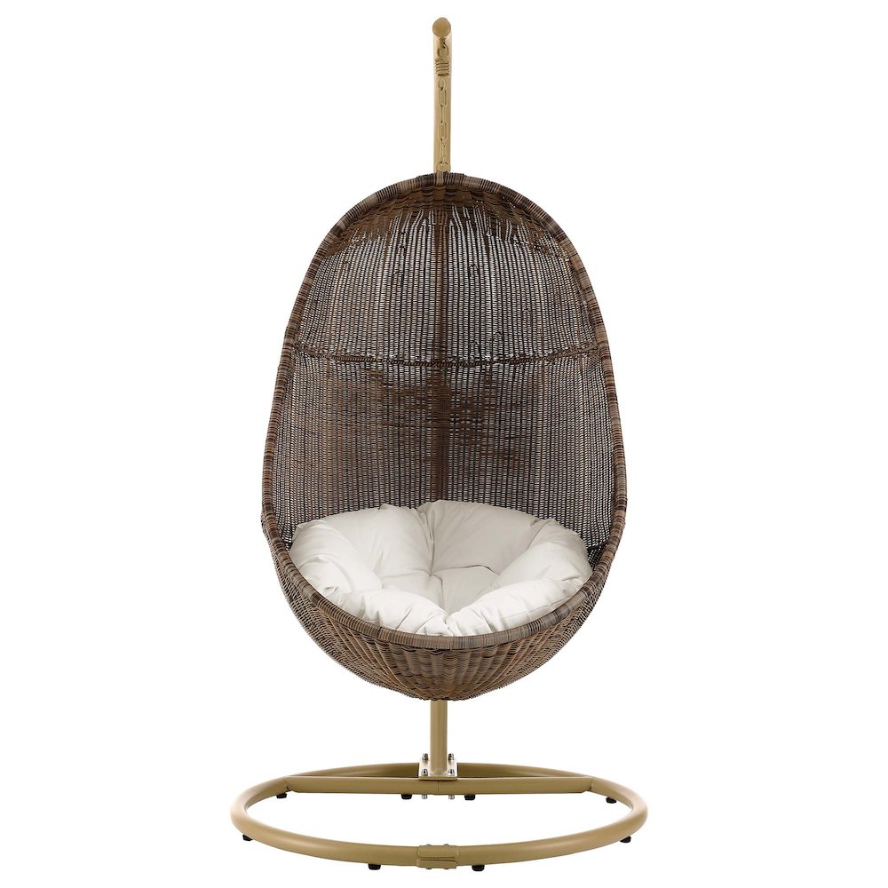 Bean Outdoor Patio Wood Swing Chair With Stand