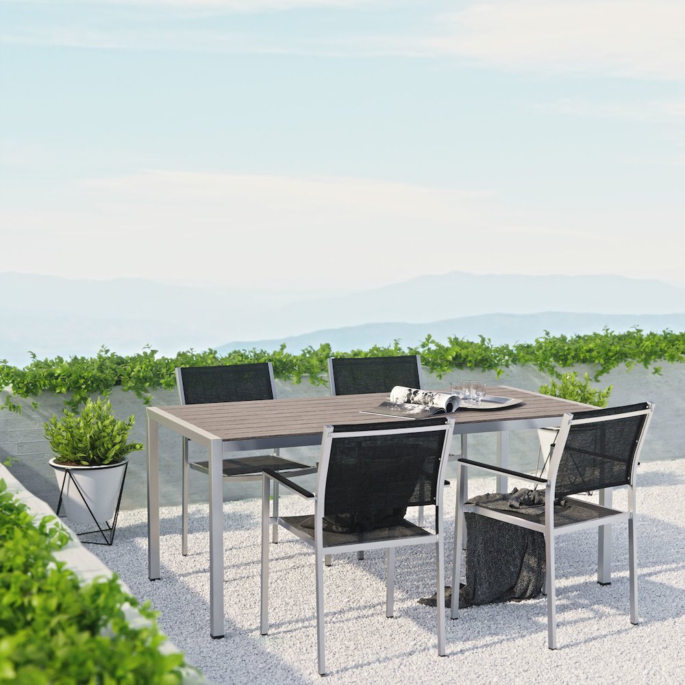Shore 5 Piece Outdoor Patio Aluminum Dining Set