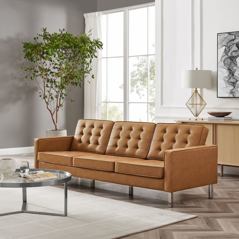Loft Tufted Vegan Leather Sofa
