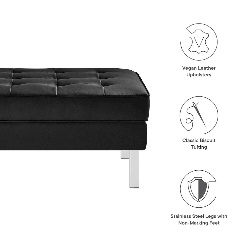 Loft Tufted Vegan Leather Ottoman
