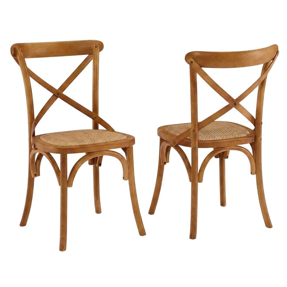 Wooden Dining Side Chairs for Kitchen and Dining Room, Walnut, Set of 2
