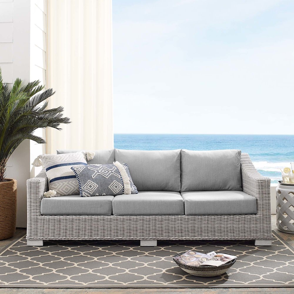 Conway Sunbrella Outdoor Patio Wicker Rattan Sofa