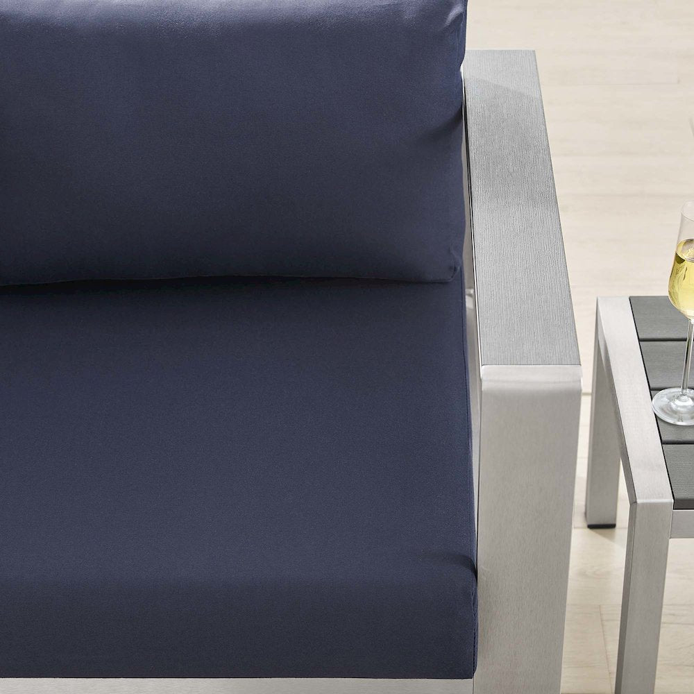 Shore Sunbrella Fabric Aluminum Outdoor Patio Right-Arm Loveseat
