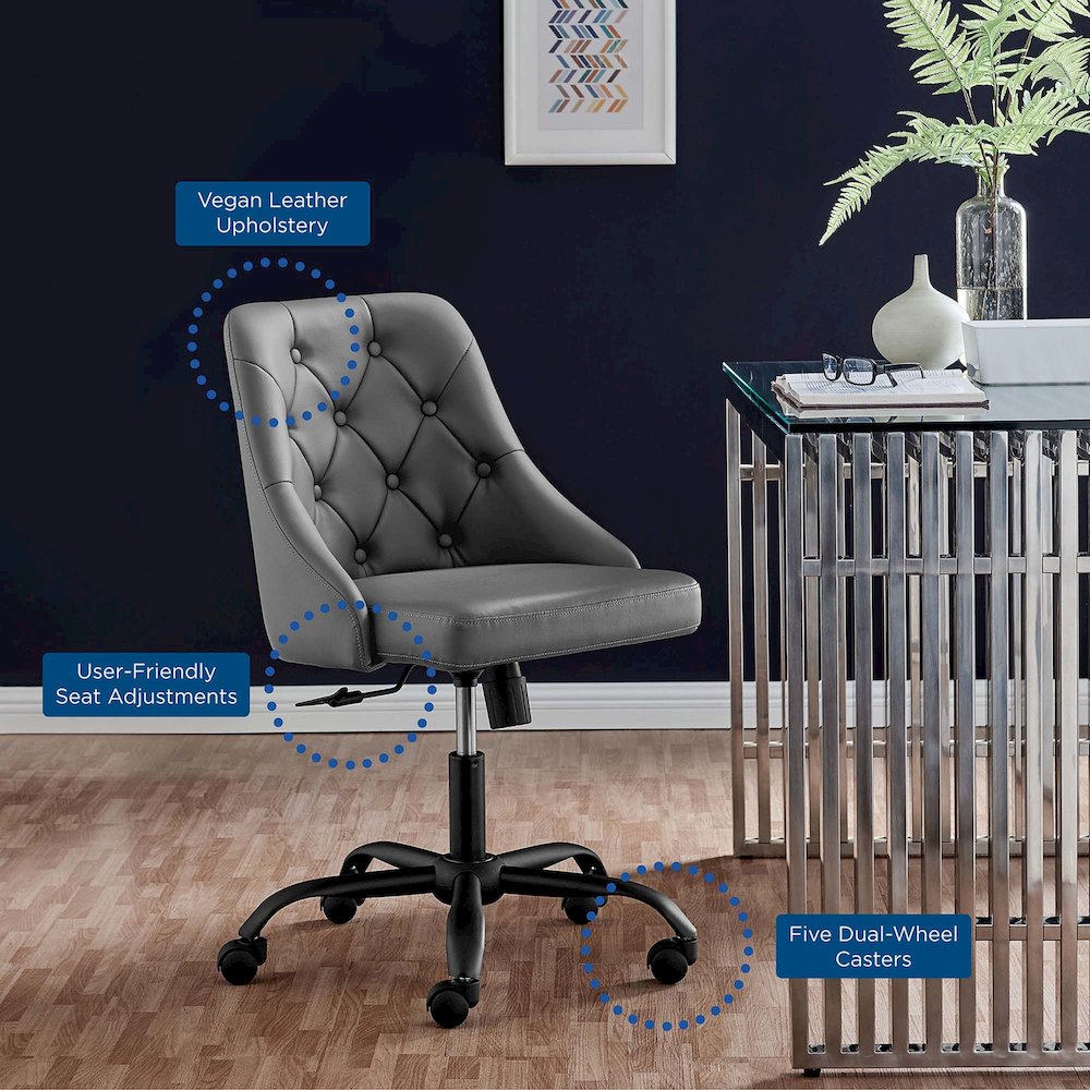 Distinct Tufted Swivel Vegan Leather Office Chair