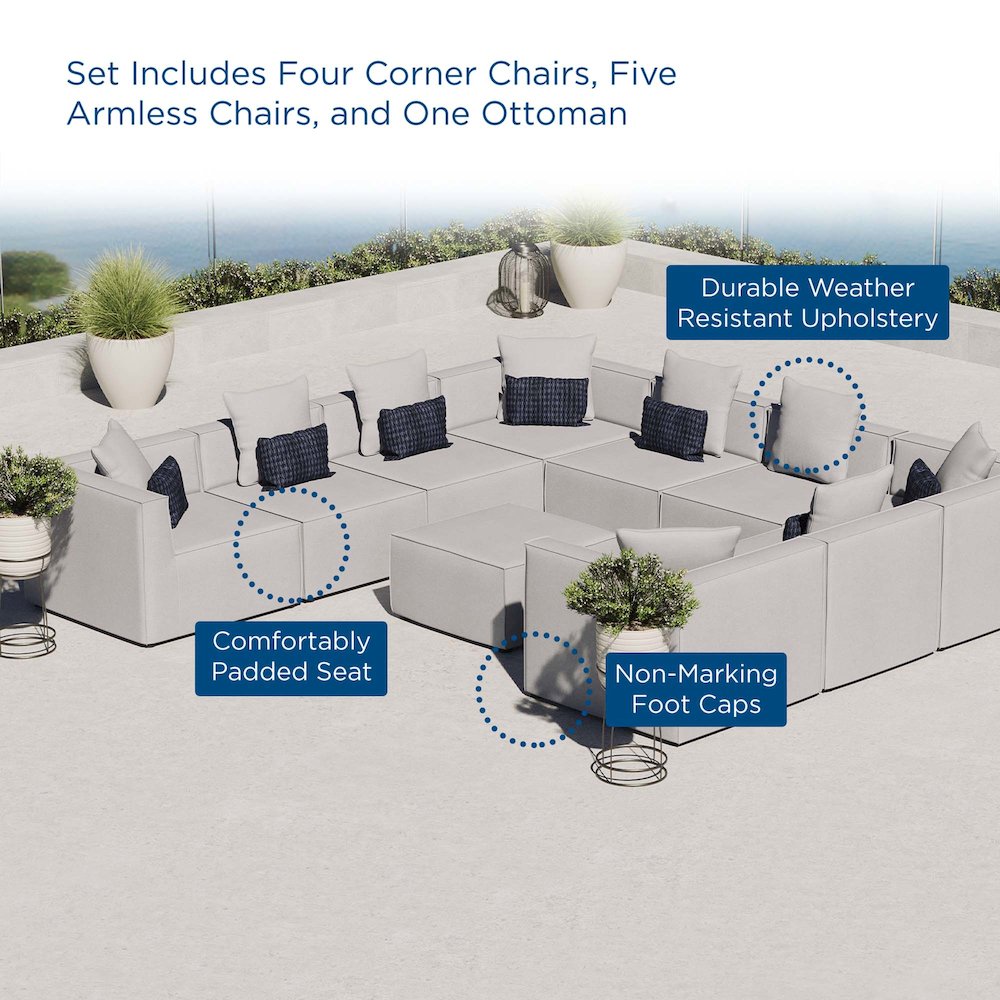 Saybrook 10-Piece Outdoor Patio Upholstered Sectional Sofa
