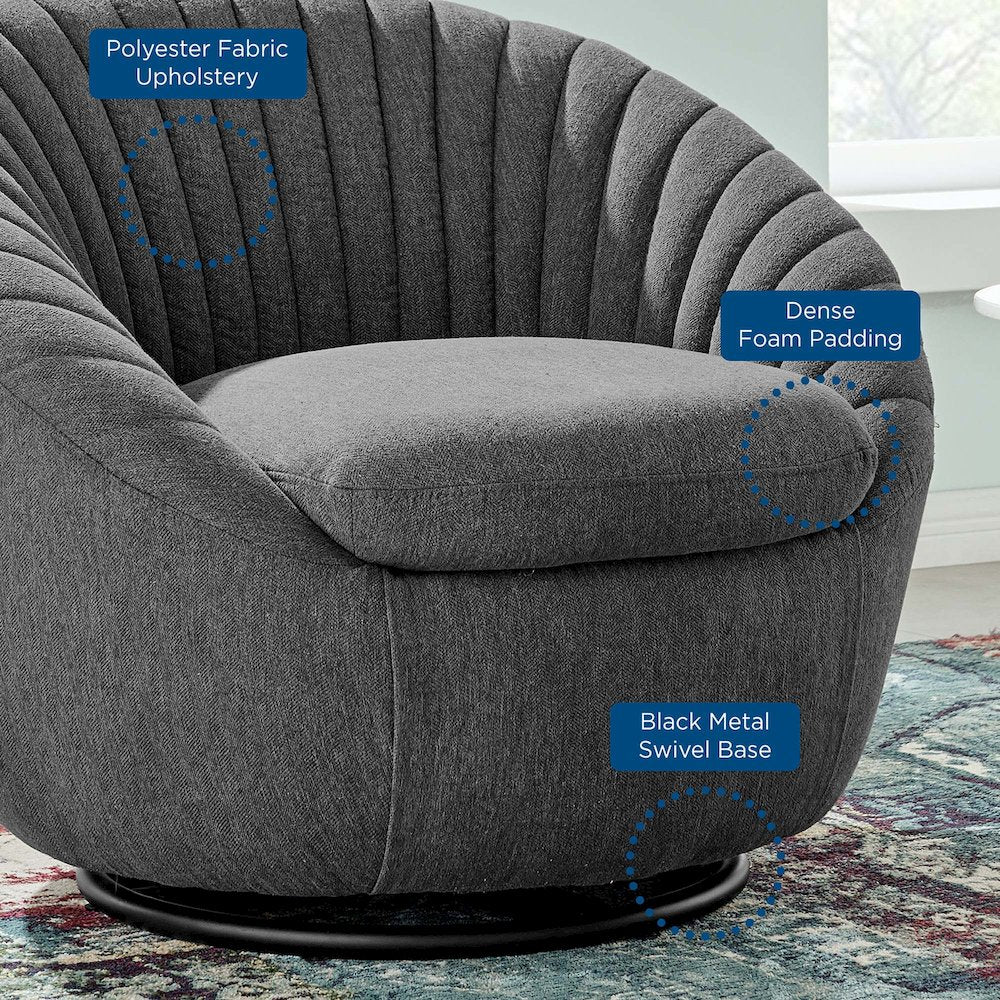 Whirr Tufted Fabric Swivel Chair