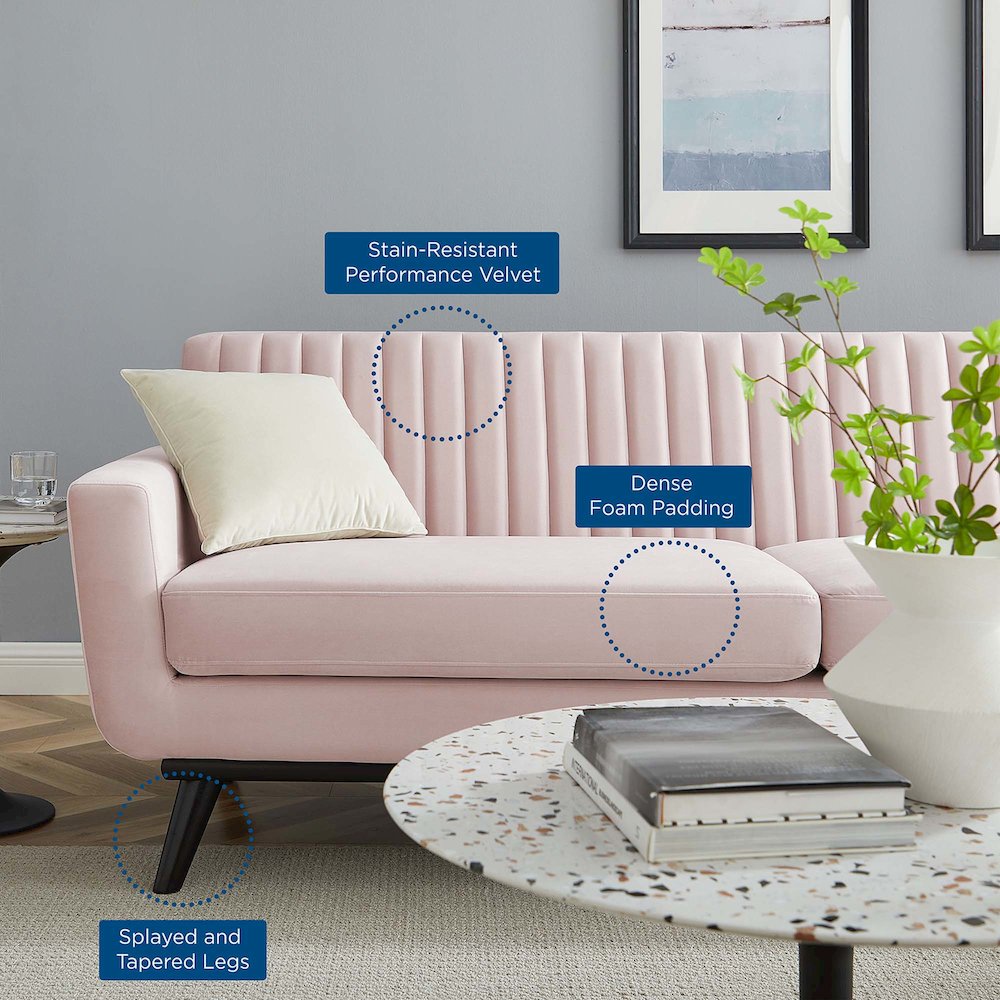 Engage Channel Tufted Performance Velvet Sofa