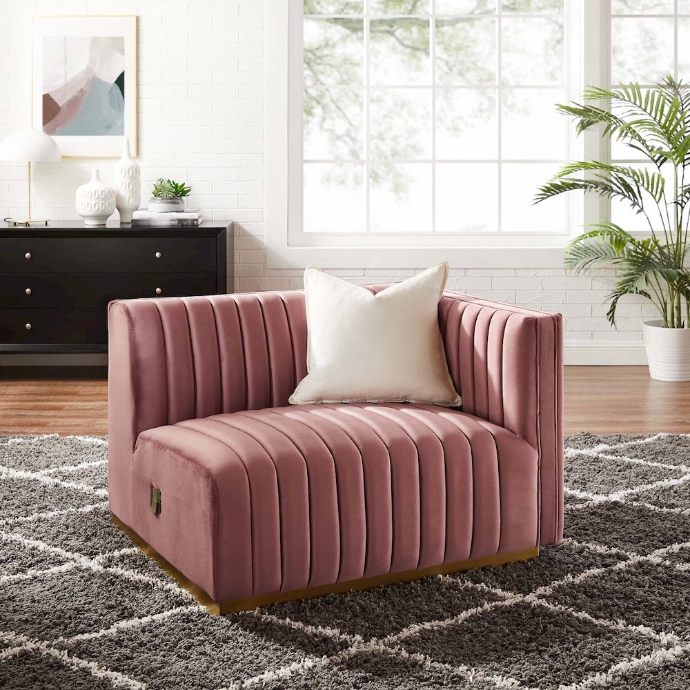 Conjure Channel Tufted Performance Velvet Right-Arm Chair