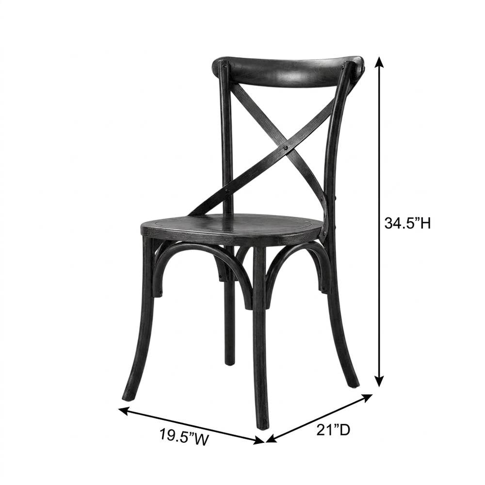 Solid Wood Dining Side Chair with Cushioned Seat for Dining Room, Black