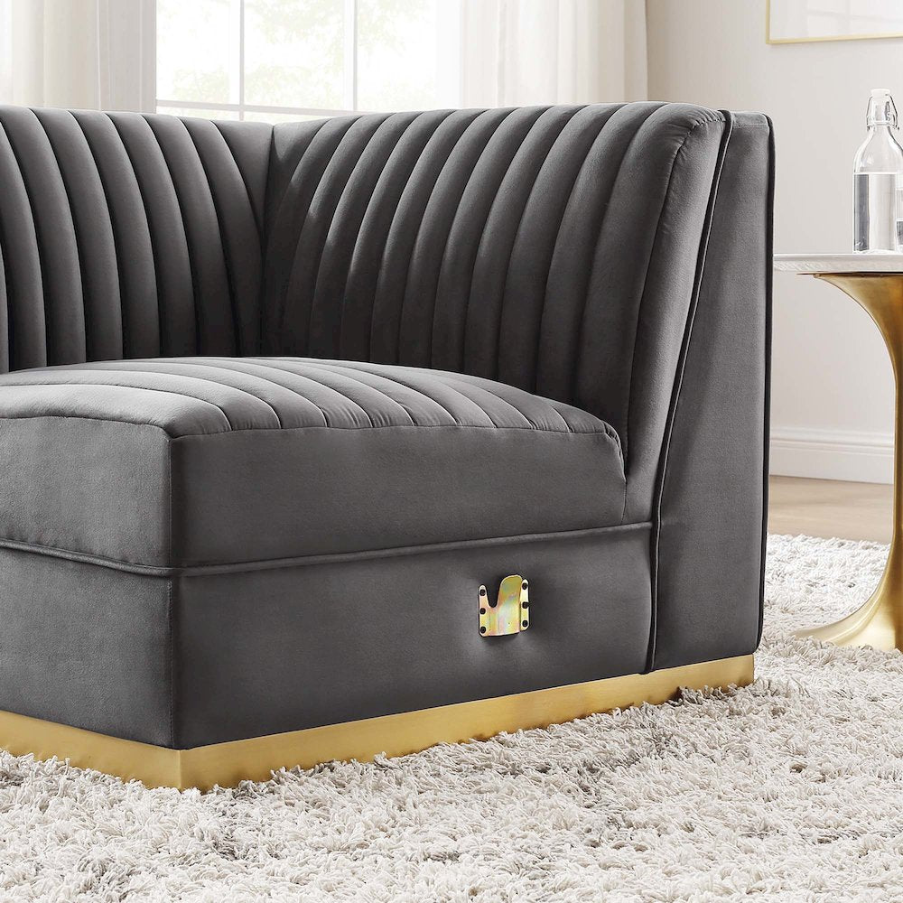 Channel Tufted Performance Velvet Modular Sectional Sofa Right Corner Chair