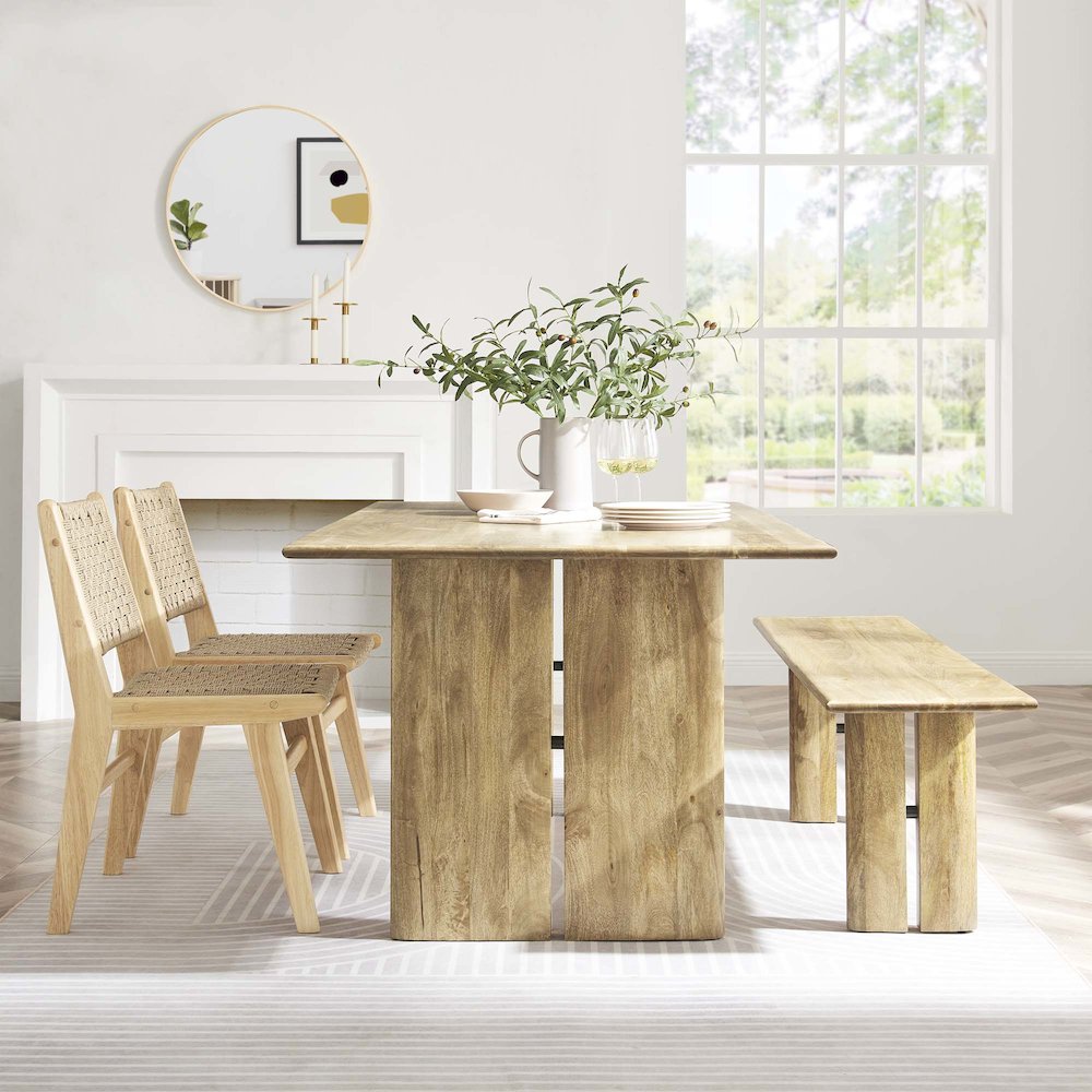 Amistad 72" Wood Dining Table and Bench Set