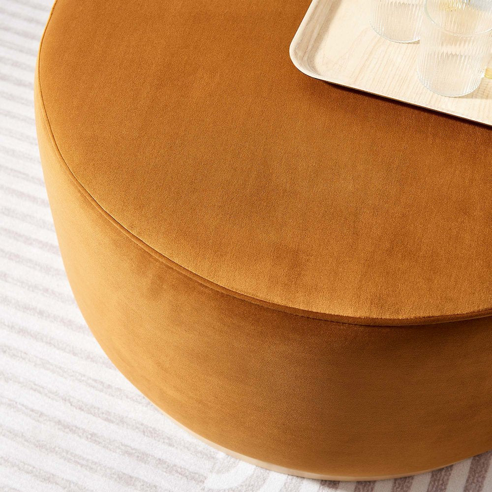 Tilden Large 29" Round Performance Velvet Upholstered Ottoman